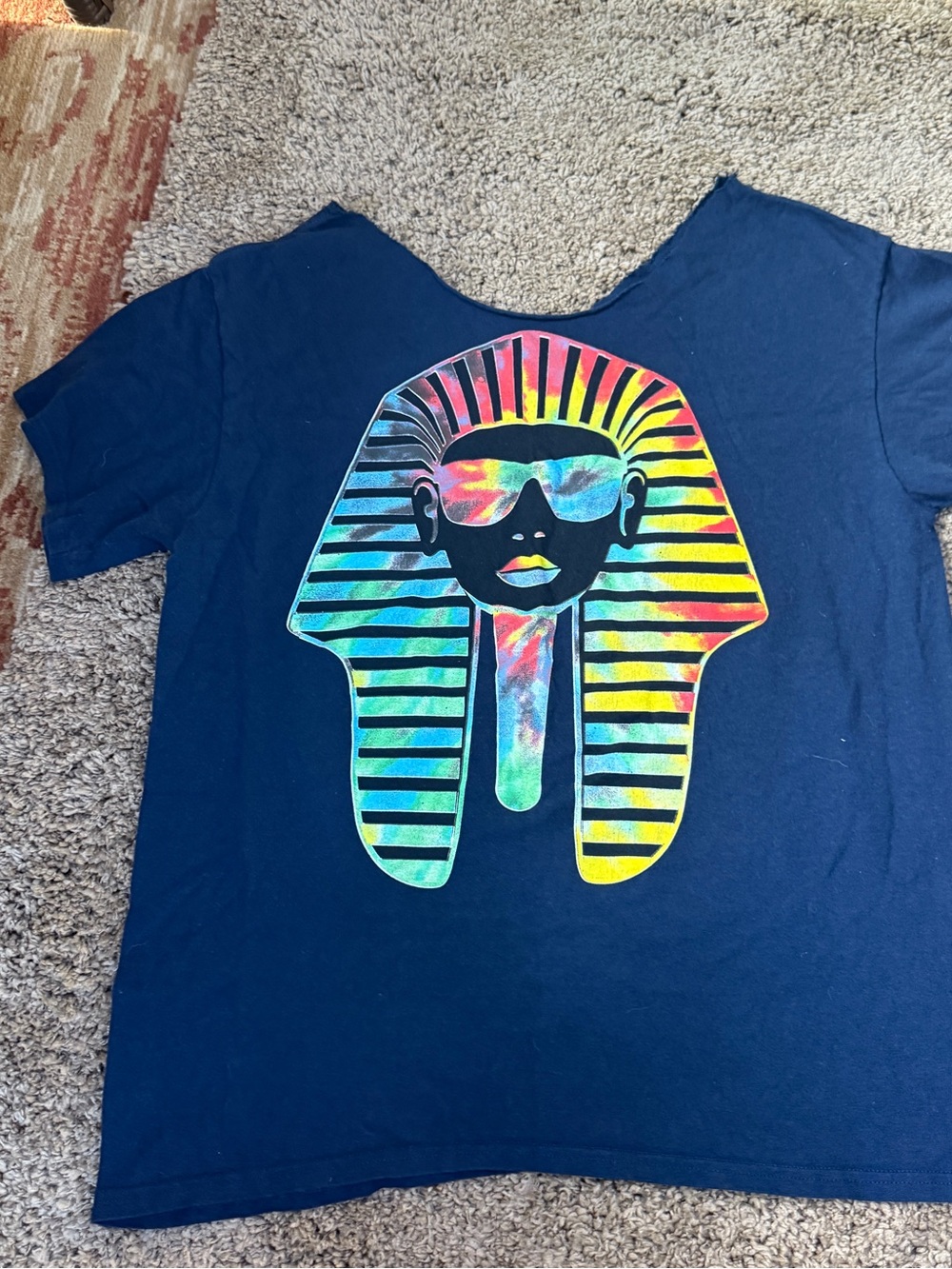 Navy Tee with Rainbow Pharaoh Graphic